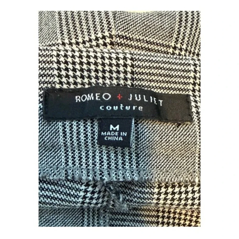 Romeo &‎ Juliet Couture Houndstooth Print Pants Black White Plaid Stretch Knit M